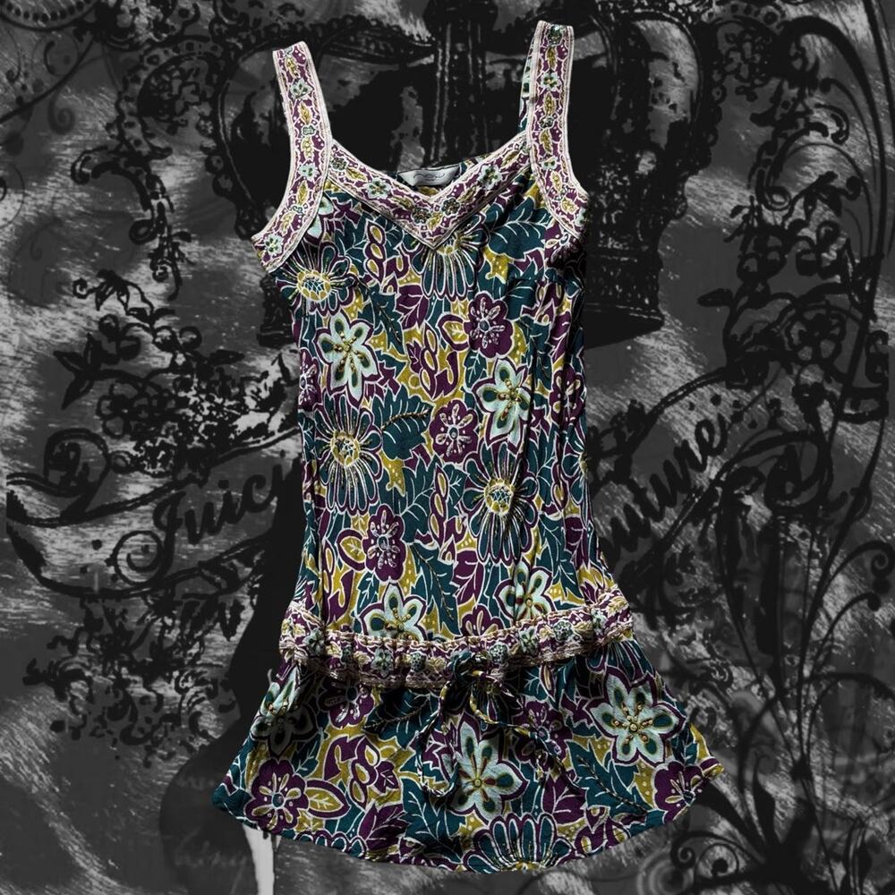sequins beaded detailed silk mix cotton fairy boho grunge whimsical glam top